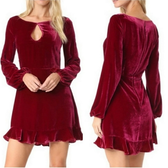 For Love And Lemons Raspberry Velvet Mini Dress | SMALL - Picture 1 of 9
